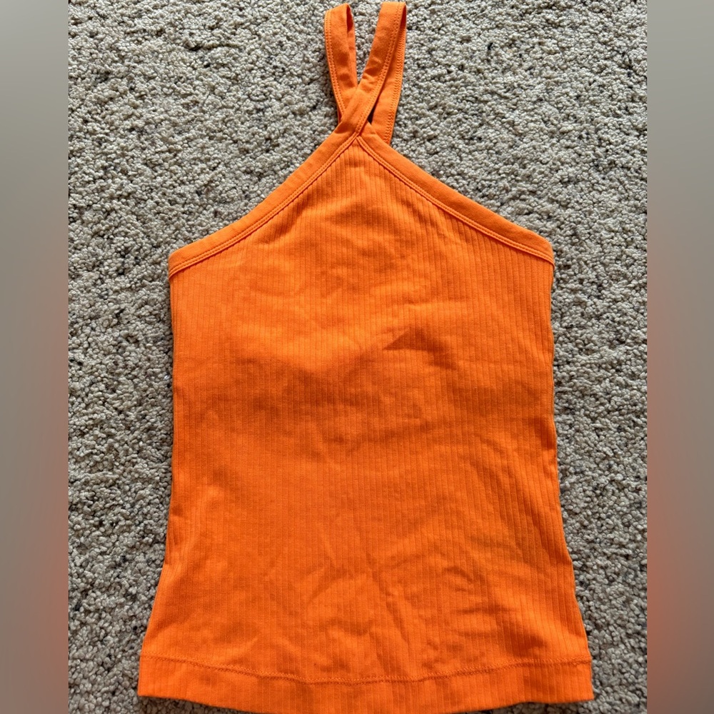 Old Navy Vibrant Orange Ribbed Tank Top
